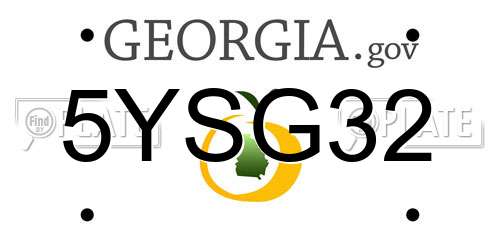 5YSG32 Georgia License Plate