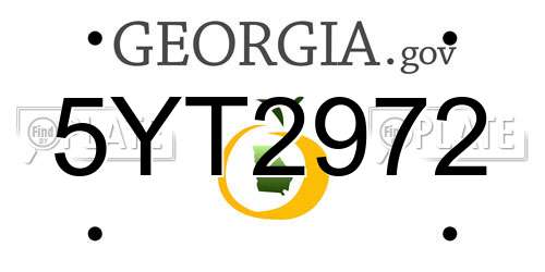 5YT2972 Georgia License Plate