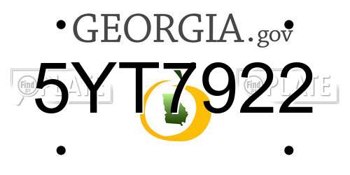 5YT7922 Georgia License Plate
