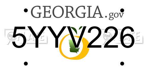 5YYV226 Georgia License Plate