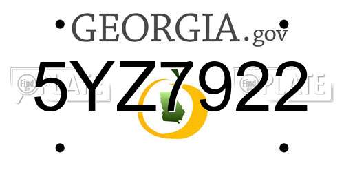 5YZ7922 Georgia License Plate