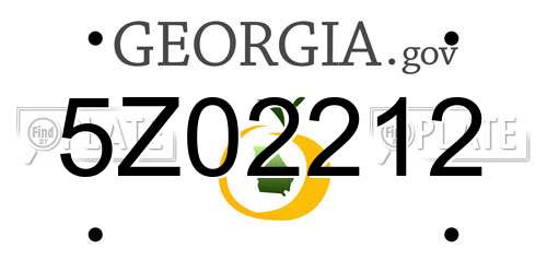 5Z02212 Georgia License Plate