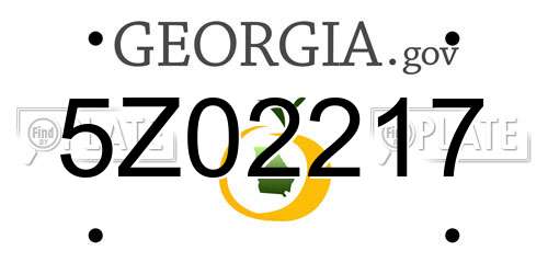 5Z02217 Georgia License Plate