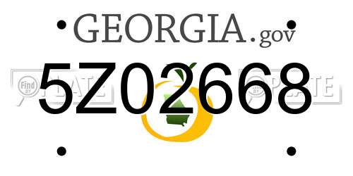5Z02668 Georgia License Plate