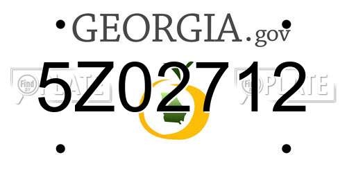 5Z02712 Georgia License Plate