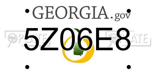 5Z06E8 Georgia License Plate