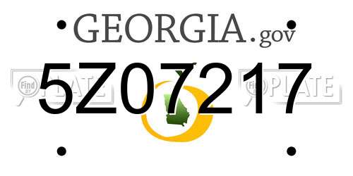 5Z07217 Georgia License Plate