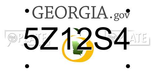 5Z12S4 Georgia License Plate