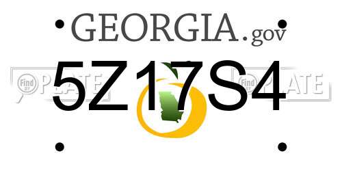5Z17S4 Georgia License Plate