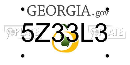 5Z33L3 Georgia License Plate