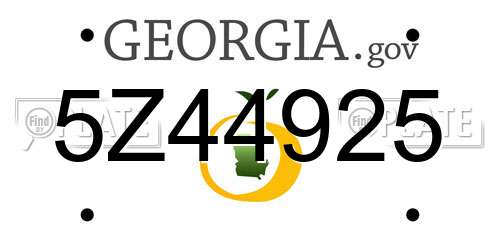 5Z44925 Georgia License Plate