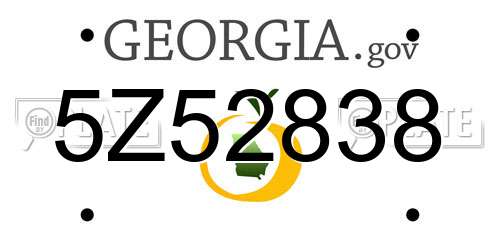 5Z52838 Georgia License Plate