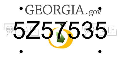 5Z57535 Georgia License Plate