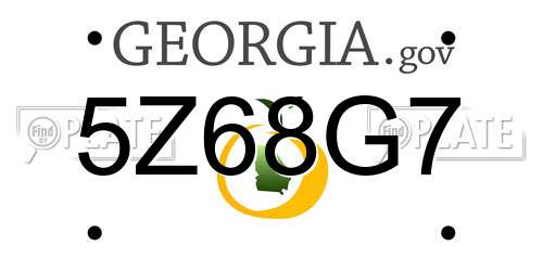 5Z68G7 Georgia License Plate