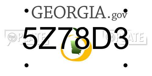 5Z78D3 Georgia License Plate