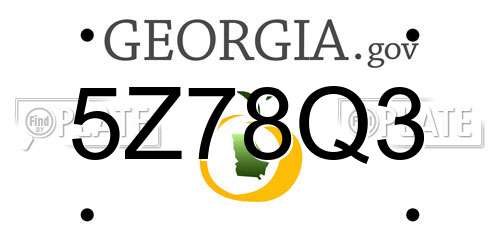 5Z78Q3 Georgia License Plate
