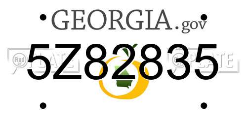 5Z82835 Georgia License Plate