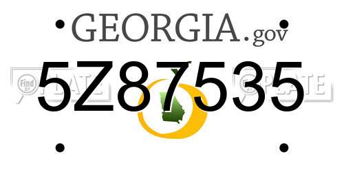 5Z87535 Georgia License Plate