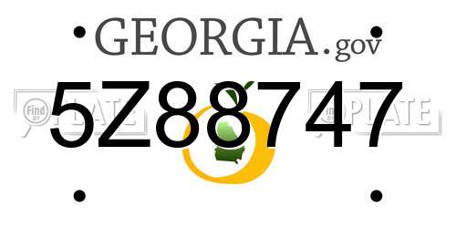 5Z88747 Georgia License Plate