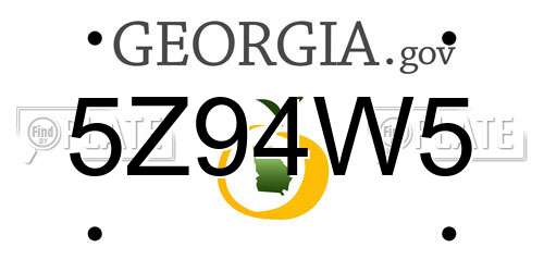 5Z94W5 Georgia License Plate