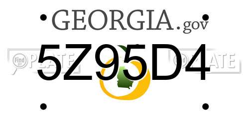 5Z95D4 Georgia License Plate