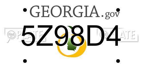 5Z98D4 Georgia License Plate