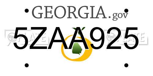5ZAA925 Georgia License Plate