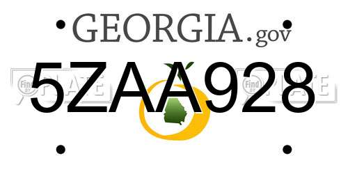 5ZAA928 Georgia License Plate