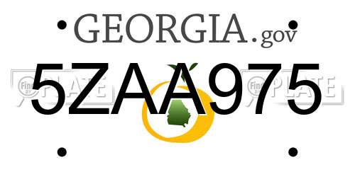 5ZAA975 Georgia License Plate