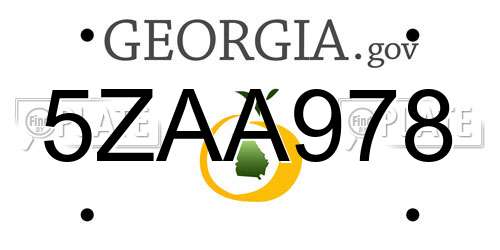 5ZAA978 Georgia License Plate