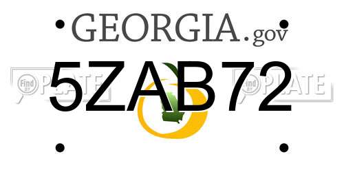 5ZAB72 Georgia License Plate