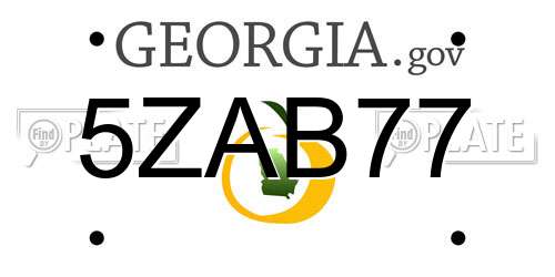 5ZAB77 Georgia License Plate