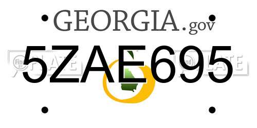 5ZAE695 Georgia License Plate
