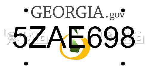 5ZAE698 Georgia License Plate