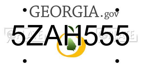 5ZAH555 Georgia License Plate