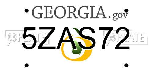 5ZAS72 Georgia License Plate
