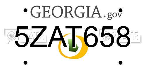 5ZAT658 Georgia License Plate