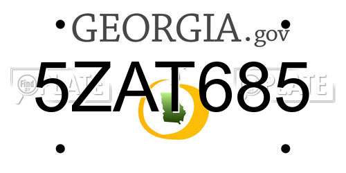 5ZAT685 Georgia License Plate