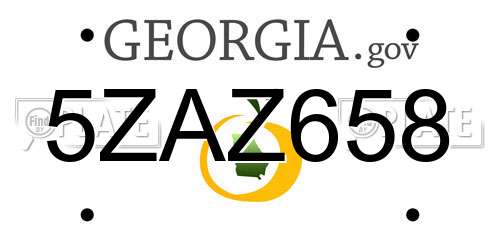 5ZAZ658 Georgia License Plate