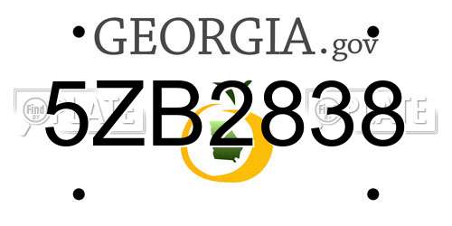 5ZB2838 Georgia License Plate