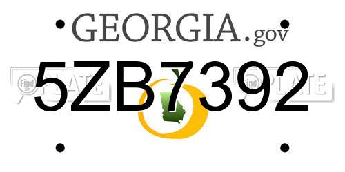 5ZB7392 Georgia License Plate
