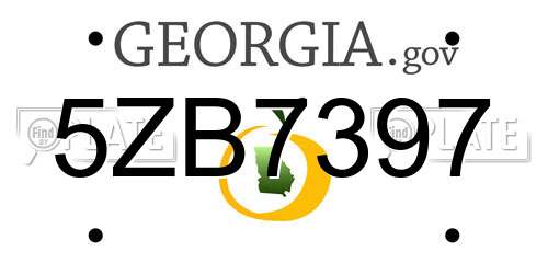 5ZB7397 Georgia License Plate