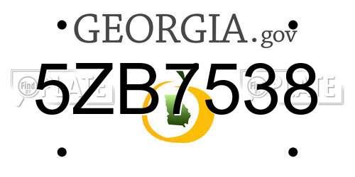5ZB7538 Georgia License Plate