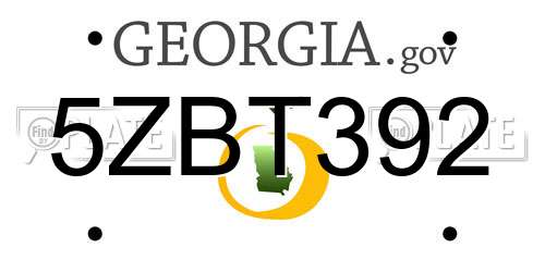 5ZBT392 Georgia License Plate