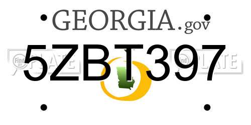 5ZBT397 Georgia License Plate