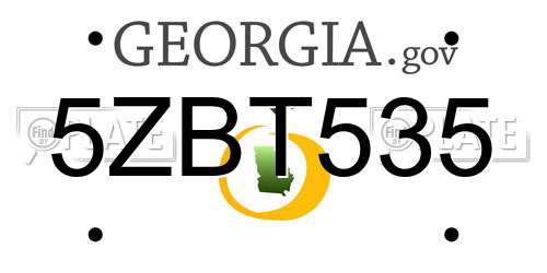 5ZBT535 Georgia License Plate