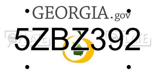 5ZBZ392 Georgia License Plate