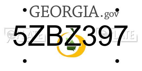 5ZBZ397 Georgia License Plate
