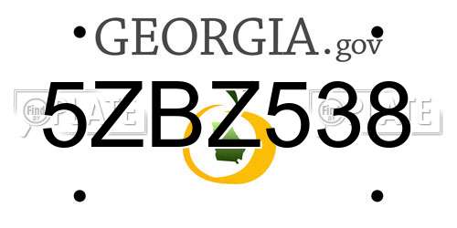 5ZBZ538 Georgia License Plate