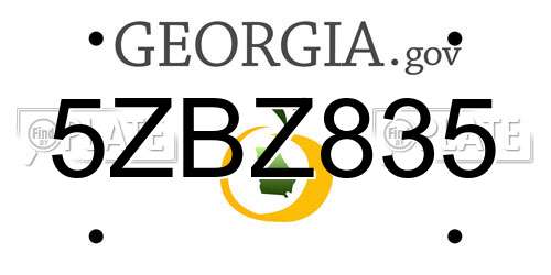 5ZBZ835 Georgia License Plate